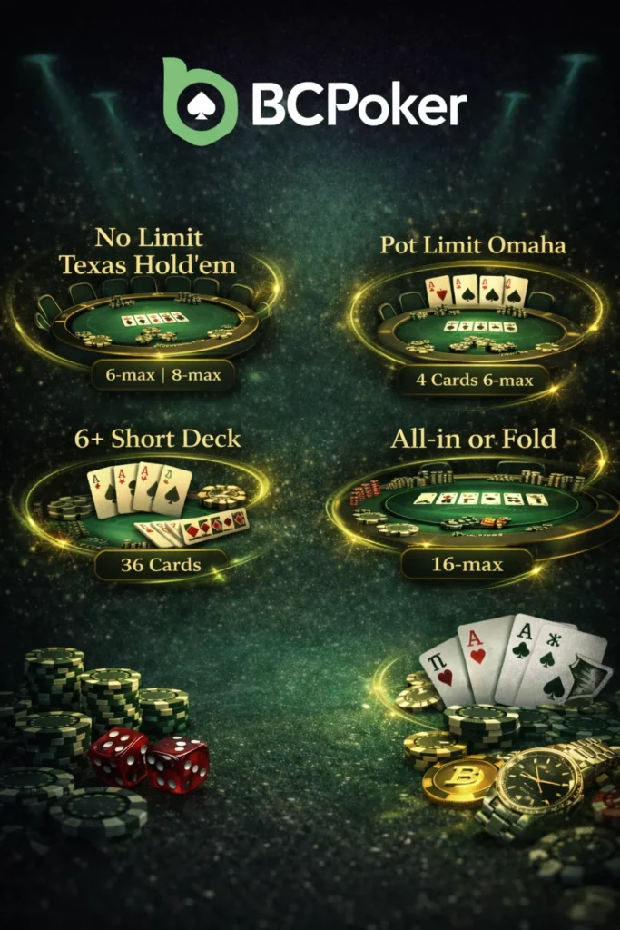 BC Poker game formats and poker tables